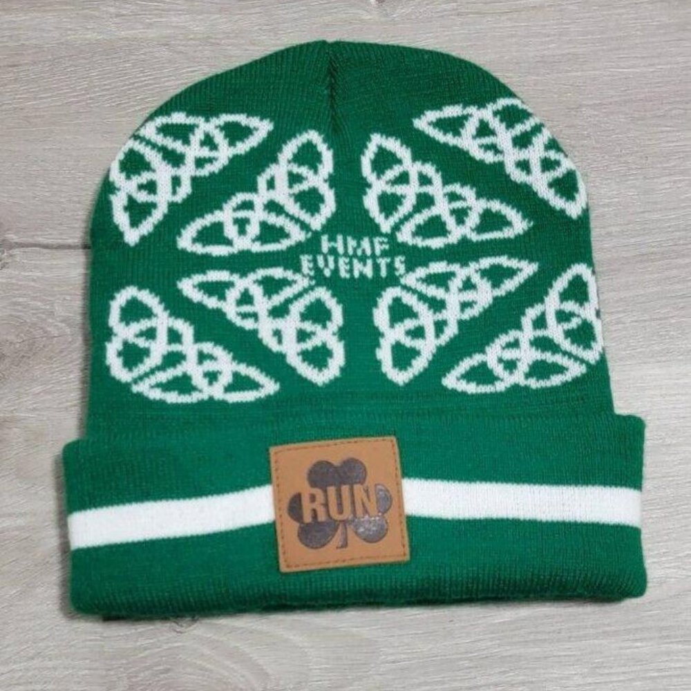 HMF events Celtic Knot Green with white Knit  Hat